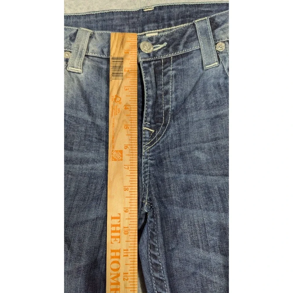 True Religion Men Jeans 36x30 Skinny Whiskering Flap Pockets Light Distress Dark